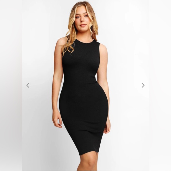 No Shaper Modal Sleeveless Crew Neck Midi Lounge Dress - Picture 1 of 8